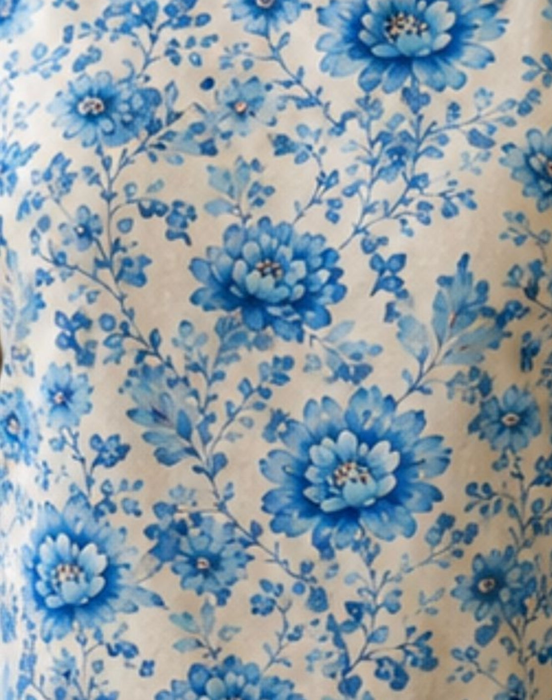 Blue Blossom Whisper Boat Neck Tee in GOTS-Certified Organic Cotton
