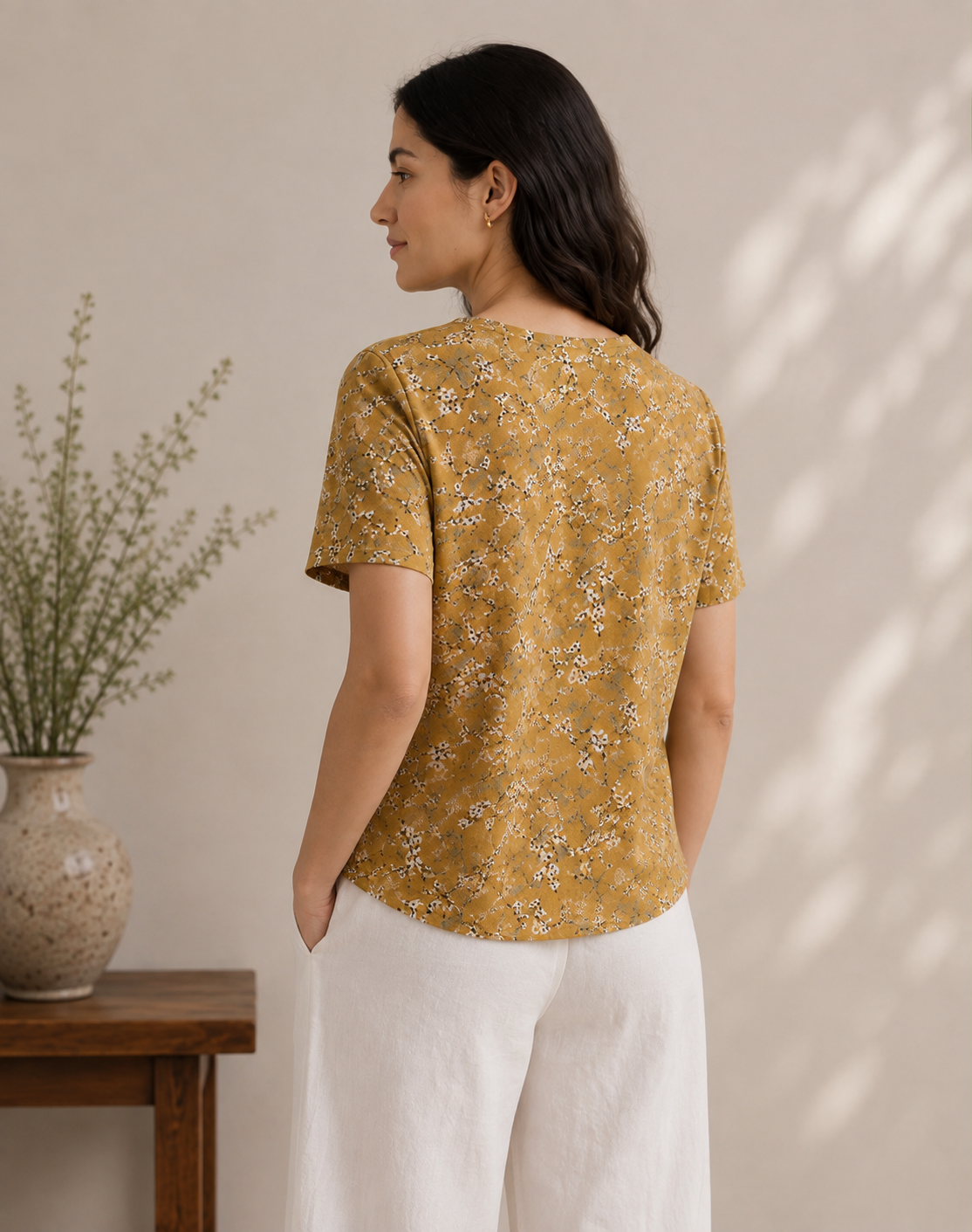 Golden Meadow Blossom Boat Neck Tee in GOTS-Certified Organic Cotton Secondary image