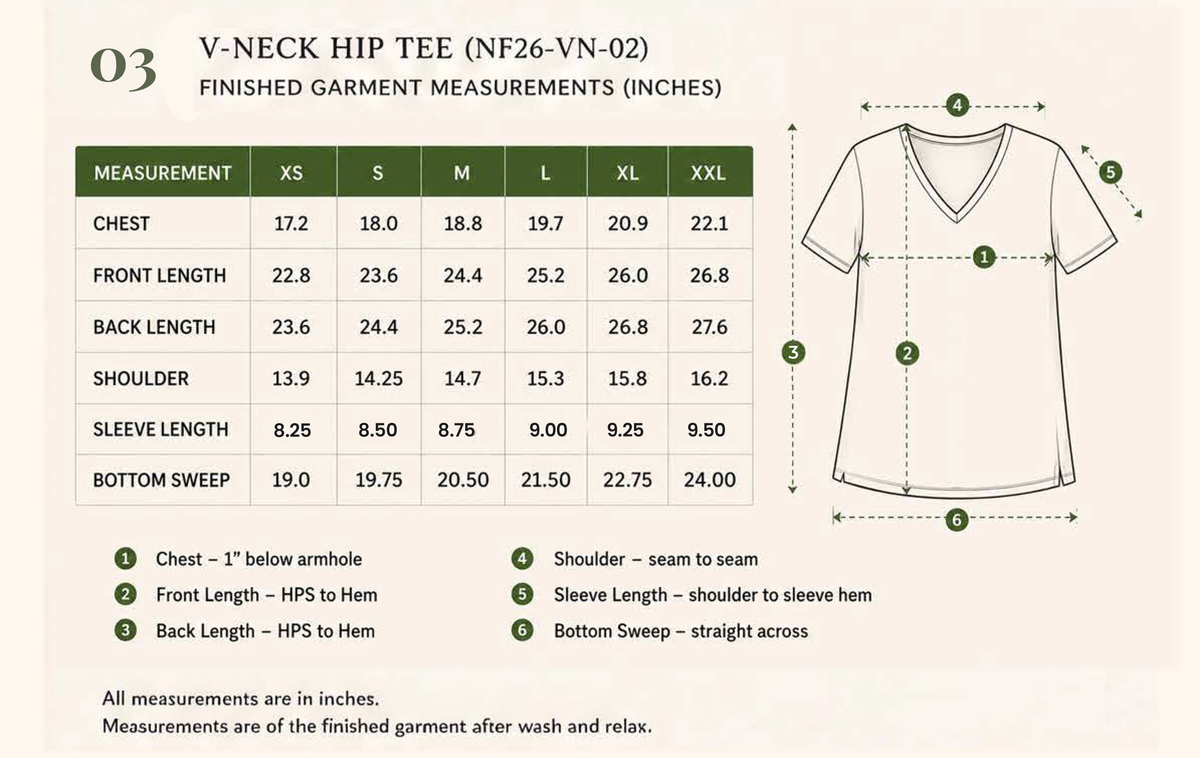 Meadow dancers indigo V-Neck Tee in GOTS-Certified Organic Cotton - Size & Fit Guide 3