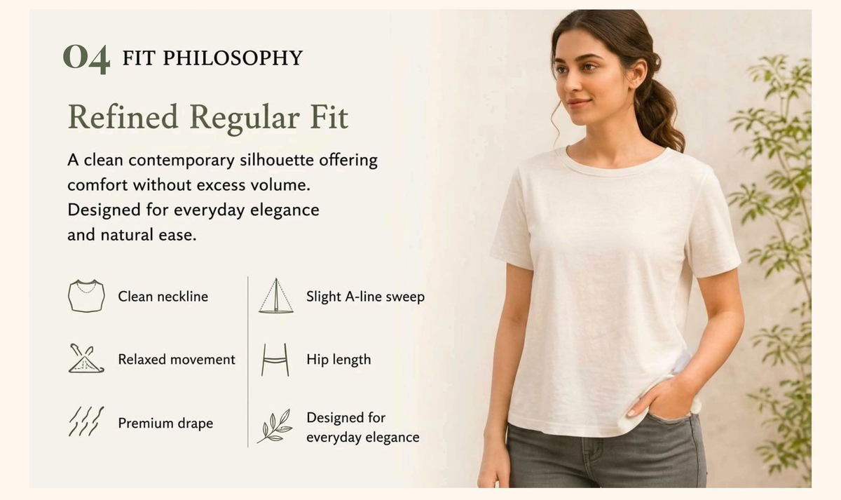 Blue Blossom Whisper Boat Neck Tee in GOTS-Certified Organic Cotton - Size & Fit Guide 4