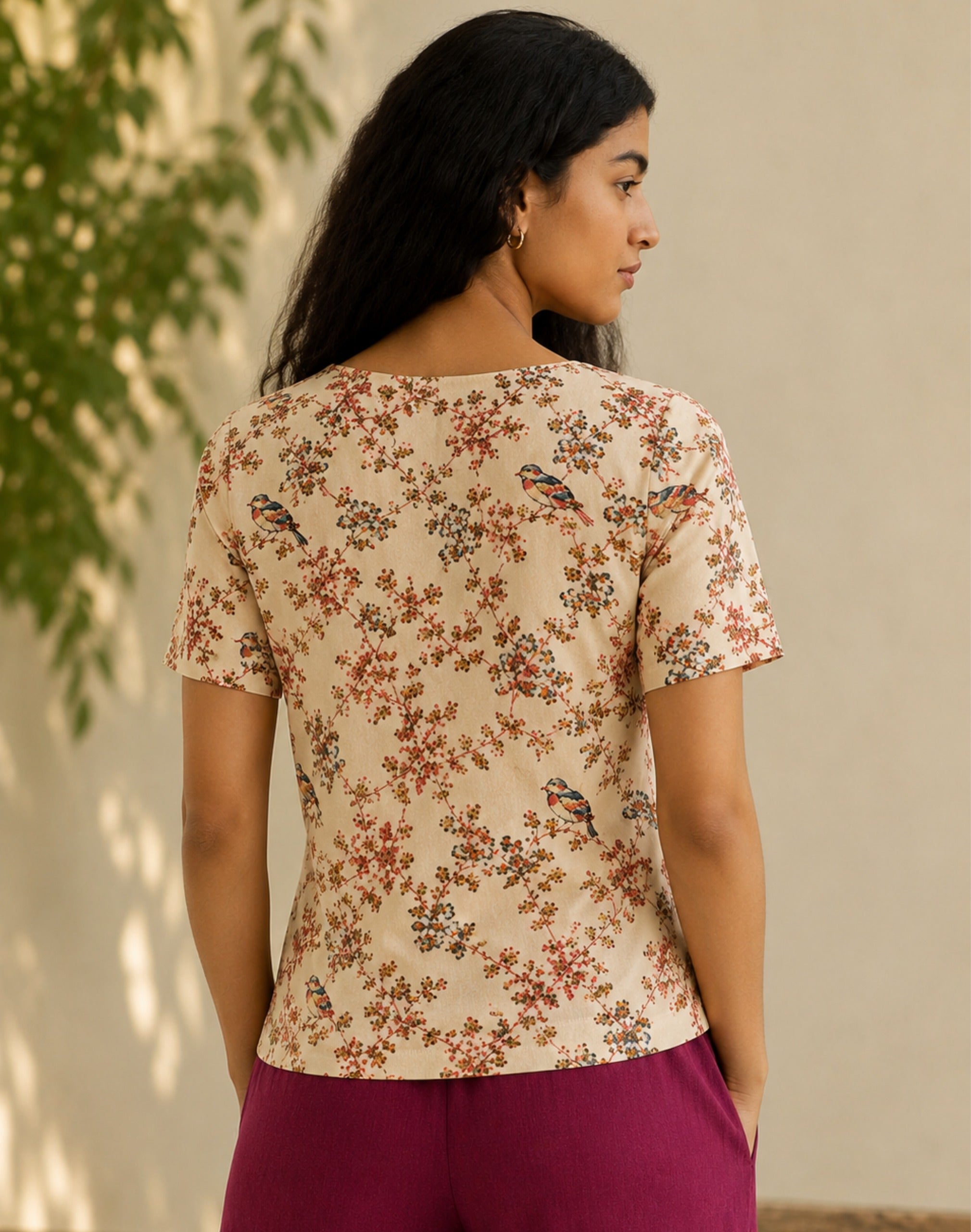 Birdsong Blossom Boat Neck Tee in GOTS-Certified Organic Cotton Secondary image