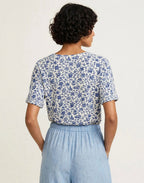 Meadow dancers indigo V-Neck Tee in GOTS-Certified Organic Cotton