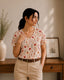 Blush Meadow Whisper V-Neck Tee in GOTS-Certified Organic Cotton