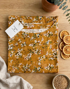 Golden Meadow Blossom Boat Neck Tee in GOTS-Certified Organic Cotton