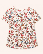 Birdsong Blossom Boat Neck Tee in GOTS-Certified Organic Cotton