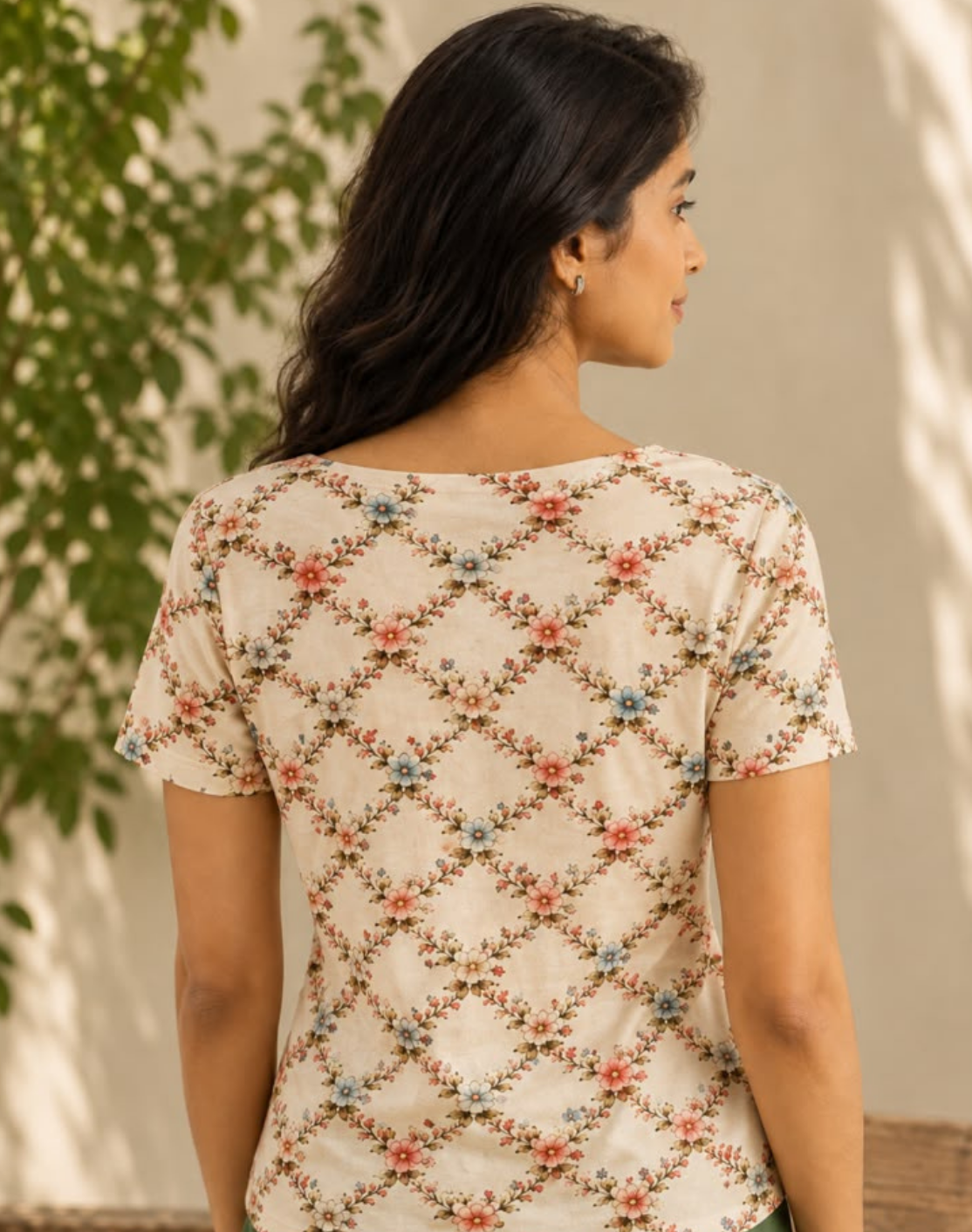 Secret Garden Trellis Boat Neck Tee in GOTS-Certified Organic Cotton Secondary image