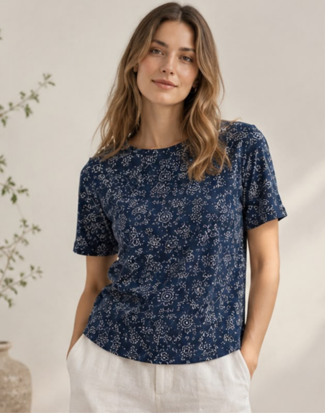 Indigo Vine Garden Boat Neck Tee in GOTS-Certified Organic Cotton Main image