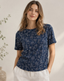 Indigo Vine Garden Boat Neck Tee in GOTS-Certified Organic Cotton