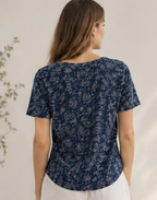 Indigo Vine Garden Boat Neck Tee in GOTS-Certified Organic Cotton