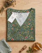 Meadow Dancers Sage V-Neck Tee in GOTS-Certified Organic Cotton